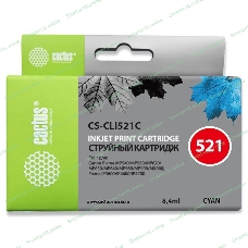 Картридж струйный Cactus CS-CLI521С голубой (8,4 мл) для Canon MP540/MP550/MP620/MP630/MP640/MP660
