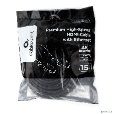 Кабель HDMI Cablexpert CC-HDMI4L-15M, 15м, v2.0, 19M/19M, серия Light, черный, позол.разъемы, экран, пакет
