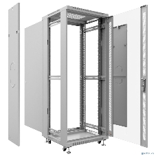 Шкаф телекоммуникационный напольный Cabeus, IP20, 12U, 730х600х600 мм (ВхШхГ), дверь: стекло, разборный, серый