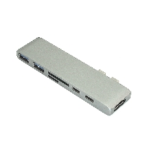 Адаптер сдвоенный Type-C на HDMI, USB 3.0*2 + Type-C* 2 + SD/TF для MacBook, серый