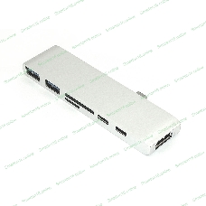 Адаптер Type-C на HDMI, USB 3.0*2 + Type-C* 2 + SD/TF для MacBook, серебро