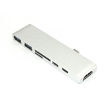 Адаптер Type-C на HDMI, USB 3.0*2 + Type-C* 2 + SD/TF для MacBook, серебро Адаптер Type-C на HDMI, USB 3.0*2 + Type-C* 2 + SD/TF для MacBook, серебро
