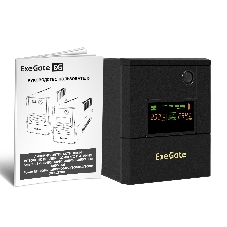 Источник бесперебойного питания ExeGate Smart LB-2000.LCD.AVR.4SH (2000VA/1200W, цветной LCD, AVR, 4*Schuko, батарея 12V 9Ah - 2 шт., металлический корпус, Black)