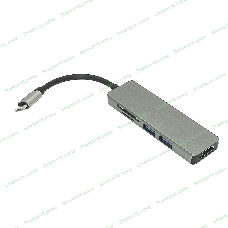 Адаптер Type-C на HDMI, USB 3.0*2 + SD/TF для MacBook, серебро