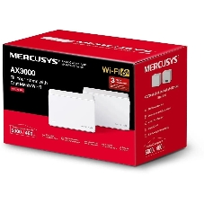 Домашняя Mesh Wi‑Fi система AX3000 Whole Home Mesh Wi-Fi 6 SystemSPEED: 574 Mbps at 2.4 GHz + 2402 Mbps at 5 GHzSPEC: Internal Antennas, 3× Gigabit Ports per Unit (WAN/LAN auto-sensing), 1024-QAM, OFDMA, HE160FEATURE: MERCUSYS APP, Router/AP Mode, One Unified Network, Seaml