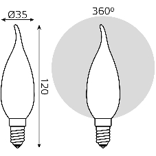 Лампа светодиодная Gauss Filament Свеча на ветру E14 5Вт 2700К OPAL