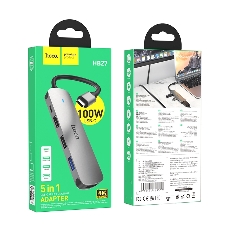 USB-концентратор Hoco HB27, USB Type-C, HDMI/PD/USB 3.0/USB 2.0, USB Type-C