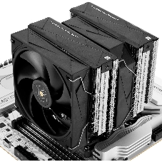 Кулер для процессора Thermalright Royal Pretor 130 (4-pin PWM, 158мм, Ni/Cu, 6x6мм, 1x120+1x130мм, 80.45CFM/81.88CFM, 29.4dBA/28.3dBA, 2150PM/1750RPM, S: 1200, 1700, 1851, 2011, 2066, 115X, AM4, AM5, silver, black)