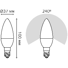 Лампа светодиодная Gauss Basic 1033116T 5.5Вт цок.:E14 свеча 240B 3000K св.свеч.белый.теп. (упак.:3шт)