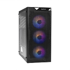 Компьютерный корпус Miditower ExeGate EVO-5001A-600NPX (ATX, БП 600NPX с вент. 12 см, 2хUSB+1хUSB 3.0+HD Audio, черный, 3 вент.12см с RGb подсветкой, боковая панель - закаленное стекло)
