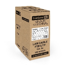 Кабель ExeGate FTP 4 пары кат.5e CCA, 24AWG, экран, бухта 100м, серый, PVC