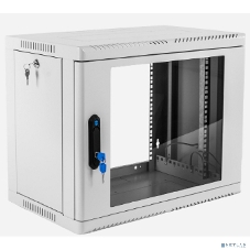 Шкаф коммутационный ЦМО (ШРН-9.500) настенный 9U 600x529 мм пер. дв. стекл. 200 кг серый 470 мм 180 град.