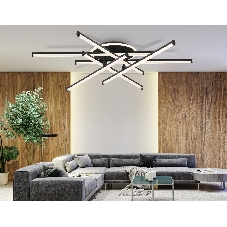 Потолочный светодиодный светильник Ambrella light FL6252 BK черный 97W 3000K-6400K 805*760*170 (ПДУ ИК)