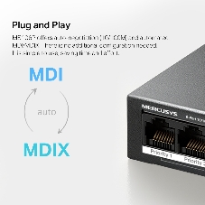 Коммутатор настольный Mercusys MS106P с 6 портами 10/100 Мбит/с (4 порта PoE+)