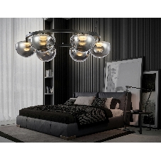 Подвесной светодиодный светильник Ambrella light LH12003/6 BK/GD/SM черный/золото/дымчатый 36W 3000K D760*175