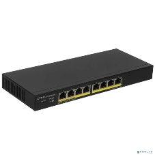 Коммутатор Smart L2 PoE+ Zyxel GS1900-8HP, 8xGE PoE+, настольный, бесшумный, бюджет PoE 70 Вт