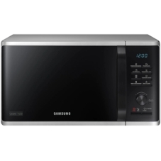 Микроволновая печь Samsung MG23K3515AS/BW серебристый/черный, 23 л, 800 Вт, переключатели - кнопки, поворотный механизм