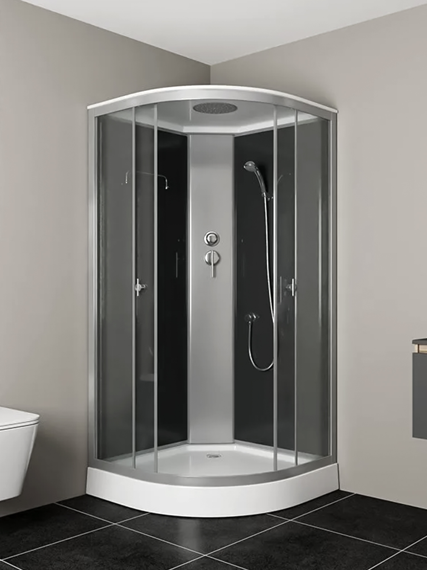 Душевая кабина BAU Dream Hit Black 90x90х215, прозрачное закаленное стекло, черная