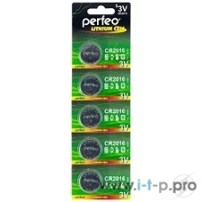 Батарейка Perfeo CR2016/5BL Lithium Cell