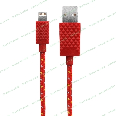 Кабель Qumo MFI кабель c разъемом Apple 8 pin, 0,15м, тканевая оплетка, красный