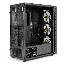 Компьютерный корпус Miditower ExeGate EVO-5001A-450NPX (ATX, БП 450NPX с вент. 12 см, 2хUSB+1хUSB 3.0+HD Audio, черный, 3 вент.12см с RGb подсветкой, боковая панель - закаленное стекло)