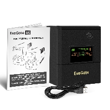 Источник бесперебойного питания ExeGate Smart LB-2000.LCD.AVR.4SH.USB (2000VA/1200W, цветной LCD, AVR, 4*Schuko, USB, батарея 12V 9Ah - 2 шт., металлический корпус, Black)