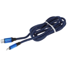 Кабель Maxvi MCm-02L blue, USB-A - Lightning, 2A, магнитный разъем, LED ток макс. нагрузки 2А, макс. напряжение 5V; стандарт USB 2.0; длина 1.5м, нейлоновая оплетка, съемный магнитный коннектор, LED подсветка, синий