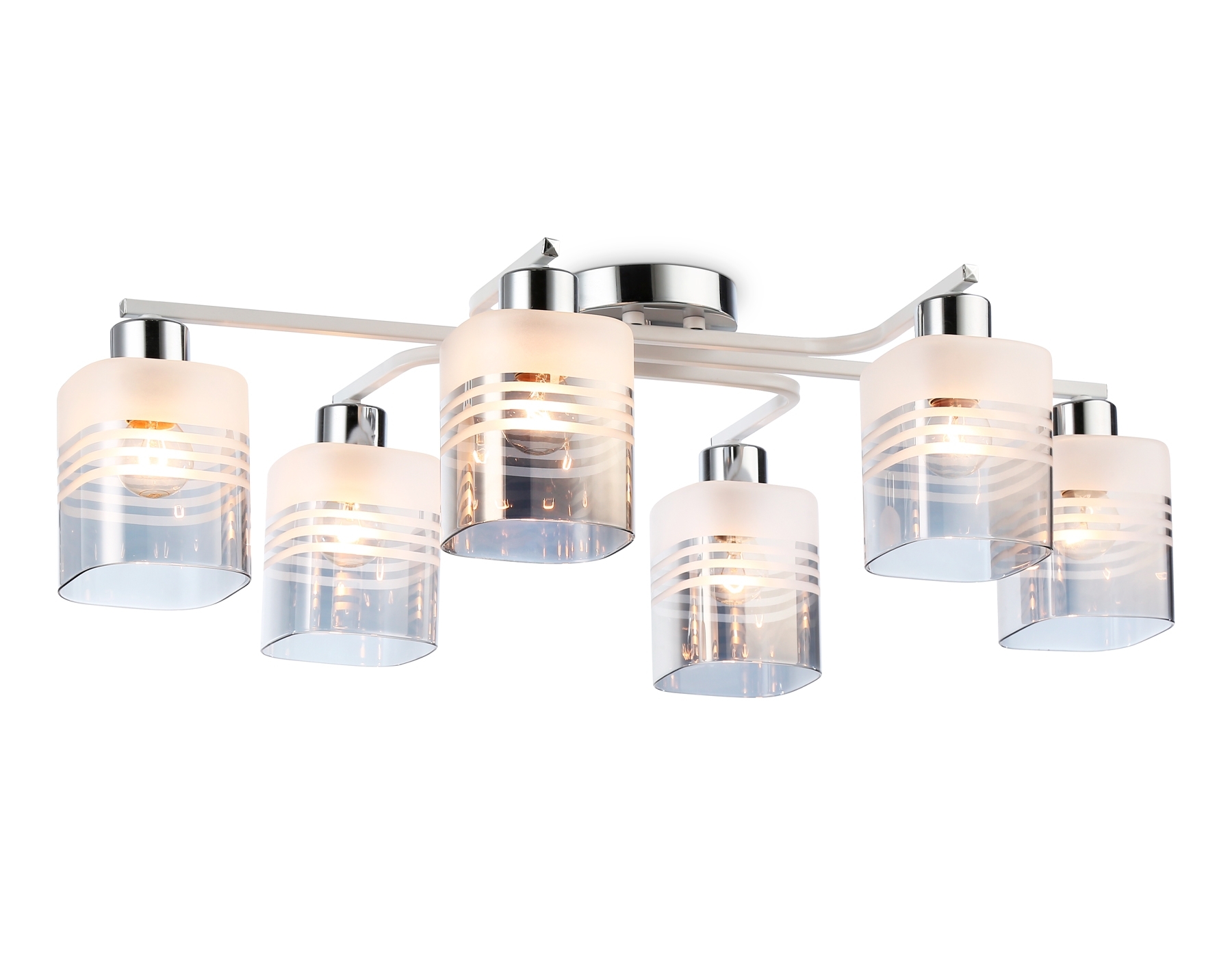 Светильник Ambrella light TR303207/6 WH/CH/SM/FR белый/хром/дымчатый/белый матовый E27*6 max 60W 710*400*200