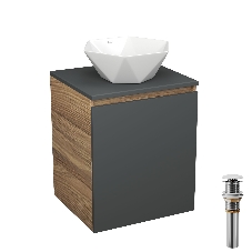 Тумба Bau Dream Blackwood 50 графит, раковина BAU Crystal 40х40, выпуск клик клак, белый