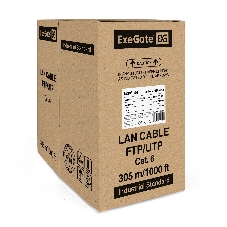 Кабель ExeGate FTP 4 пары кат.6 медь, 23AWG, экран, бухта 305м, серый, PVC