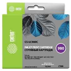 Картридж струйный Cactus CS-LC980C голубой (16 мл) для Brother DCP-145C/165C MFC-250C/290C