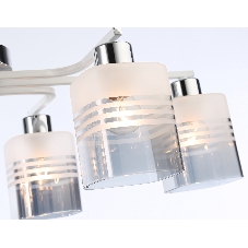 Светильник Ambrella light TR303207/6 WH/CH/SM/FR белый/хром/дымчатый/белый матовый E27*6 max 60W 710*400*200