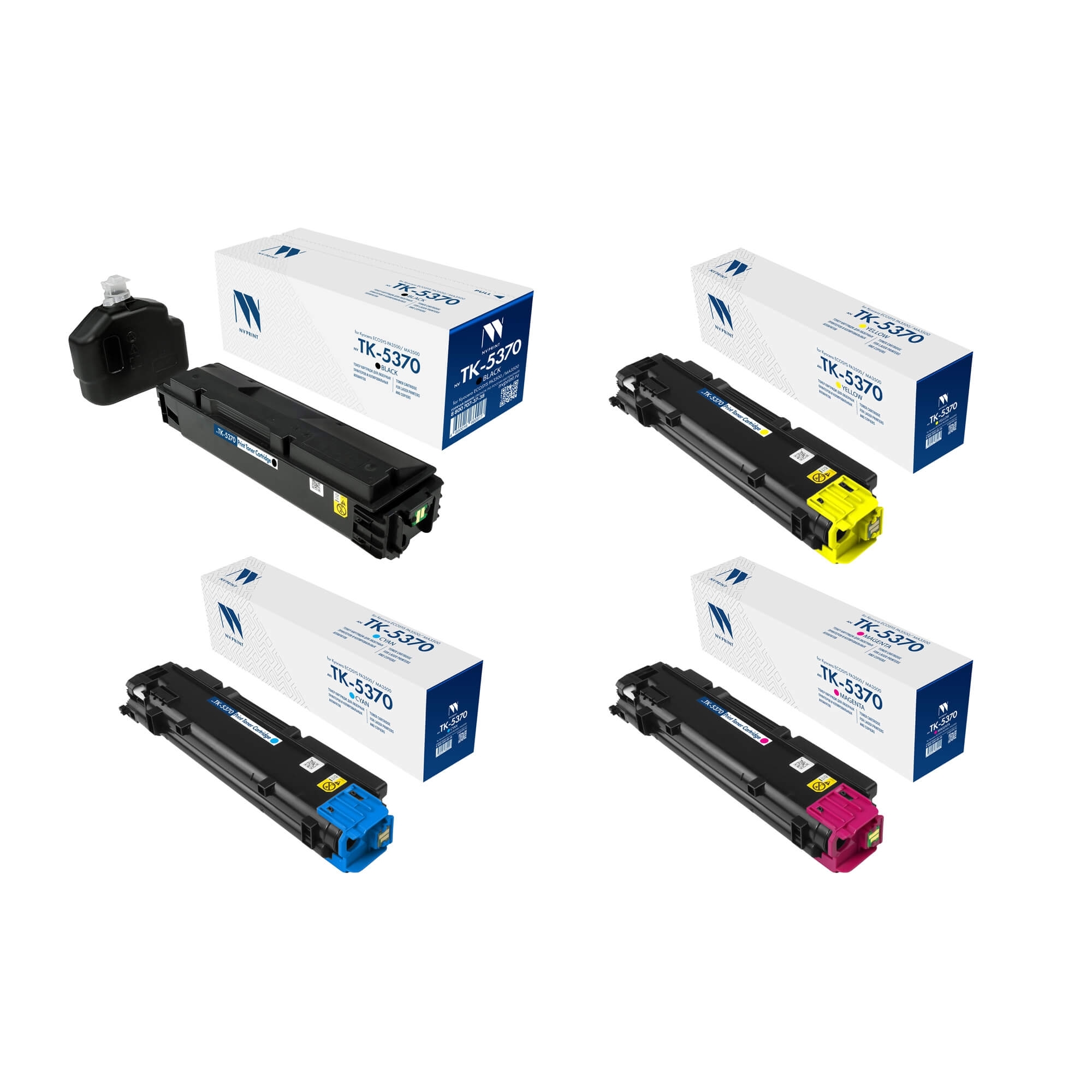 Комплект картриджей NVP совместимых NV-TK-5370 CMYK для Kyocera ECOSYS PA3500/MA3500 (7000Bk/5000Color)