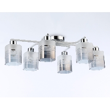 Светильник Ambrella light TR303207/6 WH/CH/SM/FR белый/хром/дымчатый/белый матовый E27*6 max 60W 710*400*200