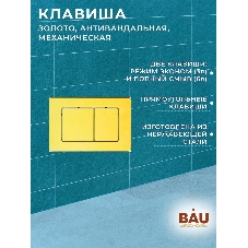 Комплект BAU 6 в 1: усиленная инсталляция BAU IDEAL, унитаз подвесной безободковый торнадо обратного потока Bau Stil Hurricane2, сиденье микролифт, клавиша BAU Light антивандальная, нерж. сталь золото
