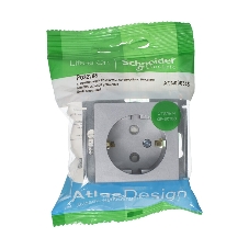 Механизм розетки 1-м СП AtlasDesign с заземл. защ. шторки 16А алюм. SchE ATN000345