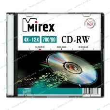 Диск CD-RW Mirex 700 Mb, 12х, Slim Case (1), (1/200)