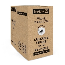 Кабель ExeGate SFTP 4 пары кат.5e медь, 24AWG, экран, бухта 305м, серый, PVC