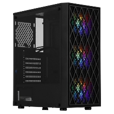 Компьютерный корпус Miditower ExeGate EVO-8243-EVO800 (ATX, БП EVO800RGb с вент. 12 см, 2хUSB+1хUSB 3.0, черный, 3 вент. с RGb подсветкой, боковая панель - закаленное стекло)