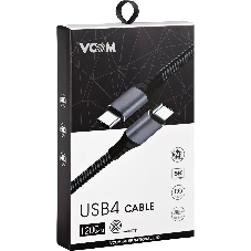 Кабель Thunderbolt4/USB4 Type-C, 5K@60Hz, 40Gbps, PD 100W, 5A, VCOM, 1.2м CU540M-1.2M