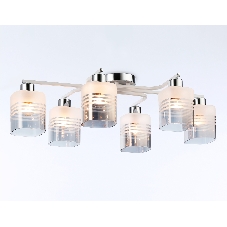 Светильник Ambrella light TR303207/6 WH/CH/SM/FR белый/хром/дымчатый/белый матовый E27*6 max 60W 710*400*200