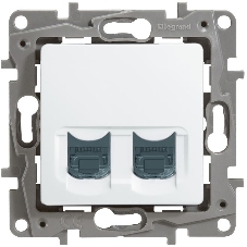 Двойная розетка RJ 45 - категория 5е - UTP - Etika - белый