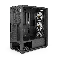 Компьютерный корпус Miditower ExeGate EVO-9202 (ATX, без БП, с окном, 1*USB+1*USB 3.0, аудио, 3 вент. 12см с RGb подсветкой)