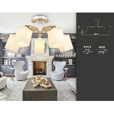 Светильник Ambrella light TR9518/5 WH/GD/FR белый/золото/белый матовый E27*5 max 40W D670*260