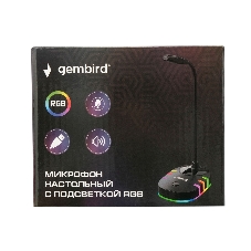 Микрофон настольный конденсаторный Gembird M-05RGB, подсветка RGB, черный