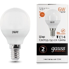 Лампа cветодиодная Gauss LED Elementary Globe 6W E14 2700Kарт.LD53116