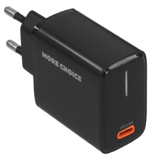 Сетевое зарядное устройство MORE CHOICE (4610196409912) NC60a черный - СЗУ 1USB-C 3.0A PD 20W быстрая зарядка для Type-C
