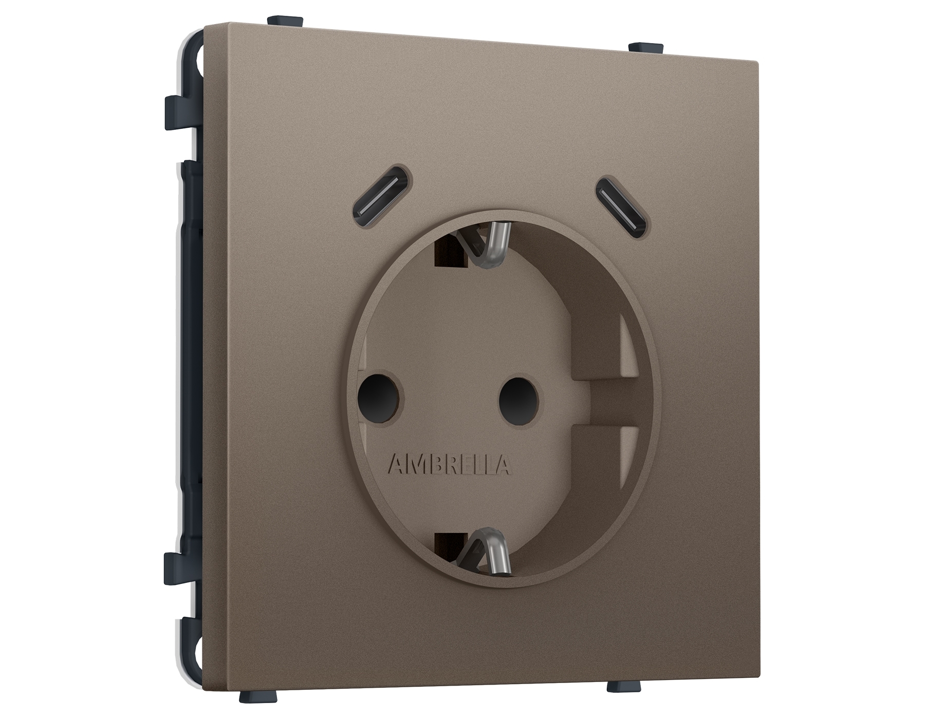 Комплект механизма электрической розетки SIGMA Темная бронза матовый 2USB С+C 20W (быст. зар.) с/з с/ш 16A-250V QUANT PRO (SP6405, PR165)