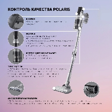Пылесос вертикальный Polaris PVCS-4010 серый, питание от аккумулятора, 150 Вт, уборка суxая/влажная, пылесборник 0.45 л