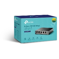 Коммутатор 5-Port 10/100Mbps Unmanaged Switch with 4-Port PoE, meta case, desktop mount, PoE budget 41W.